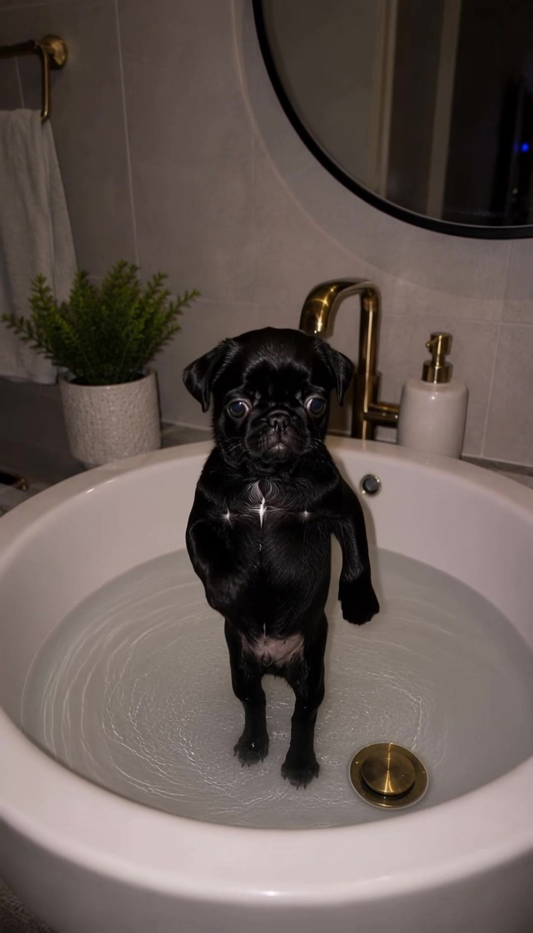 Nugget, the black pug