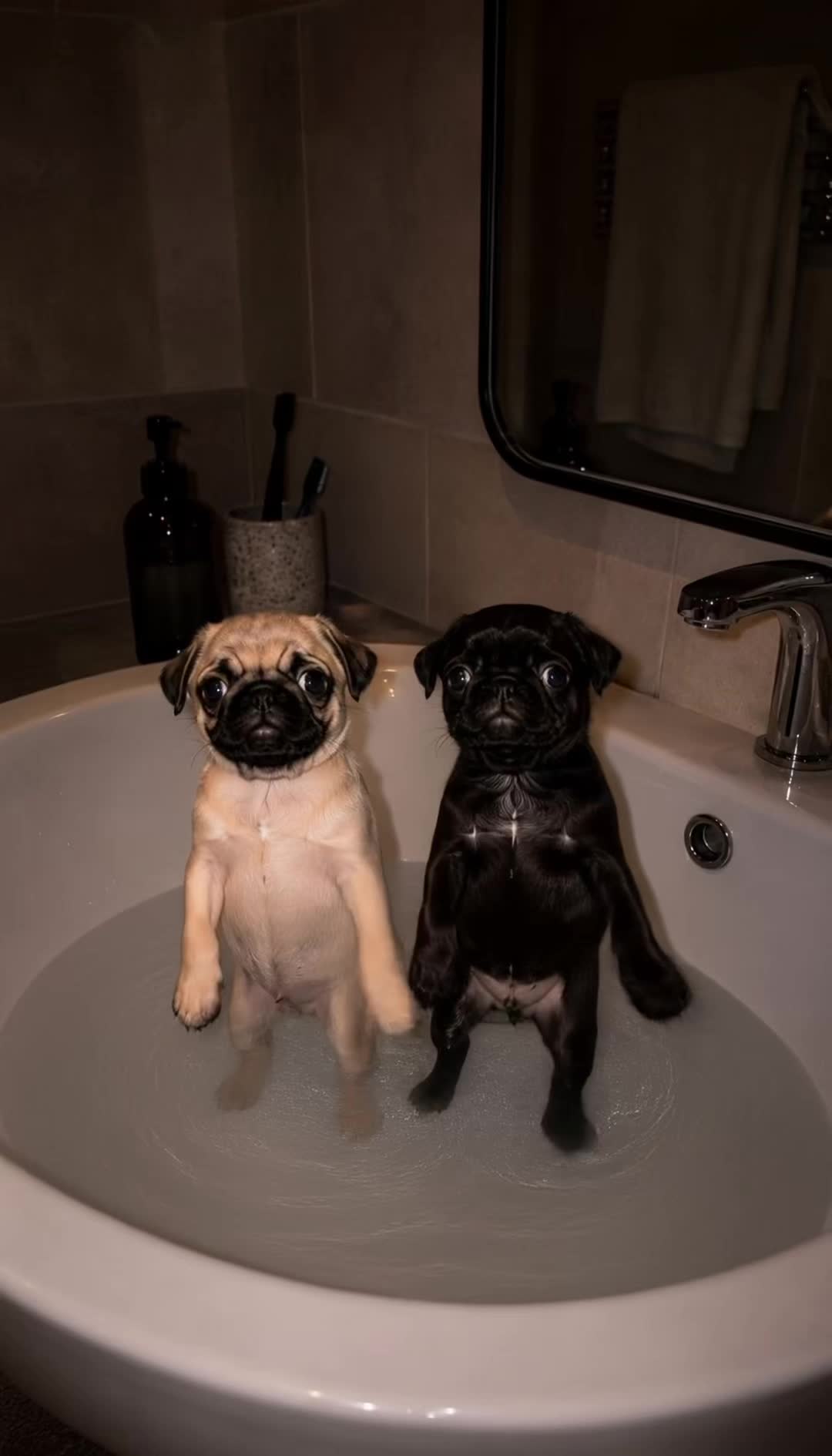 Biscuit and Nugget standing together in their viral dance pose